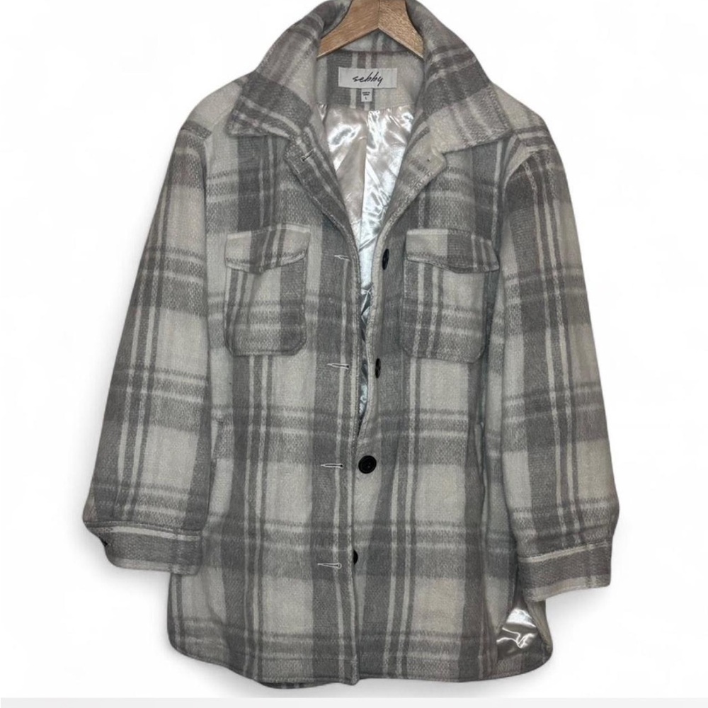 Sebby Women’s Gray Plaid Winter Jacket